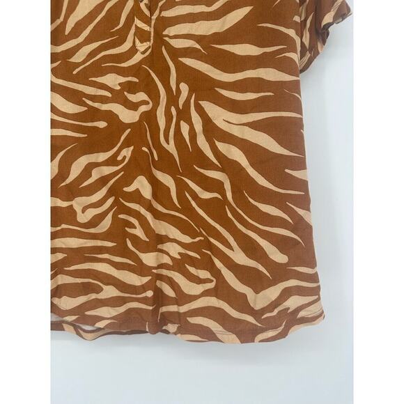 Anthropologie Maeve Windham Cedar Zebra Blouse Size S brown - Picture 5 of 9